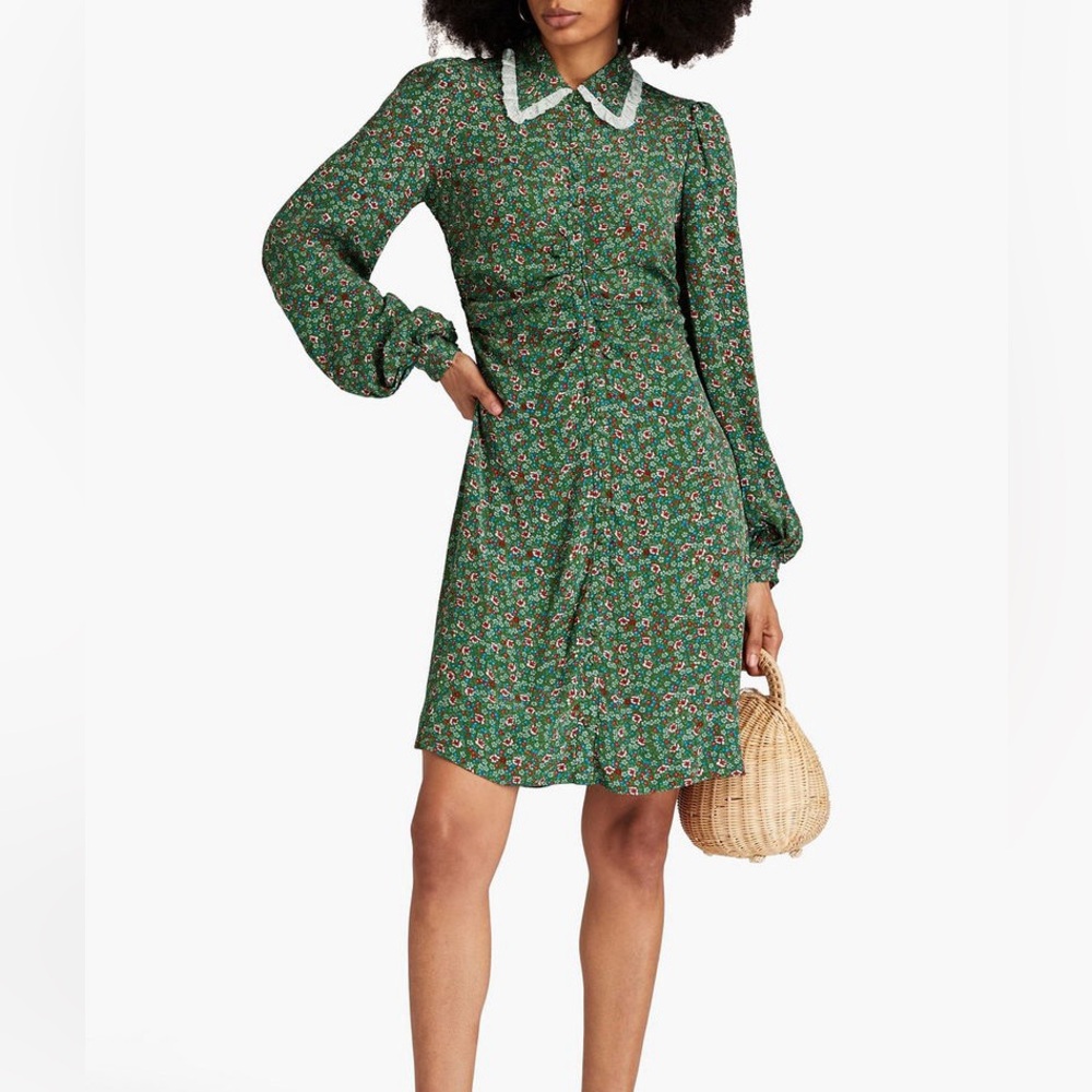 ByTimo Ruched Floral-Print Crepe De Chine Dress